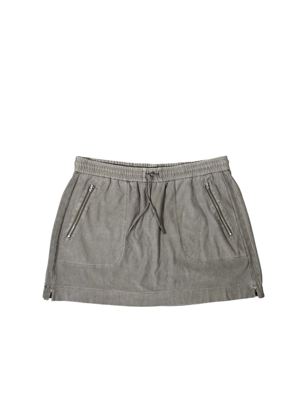 Athleta Farallon Skirt Women’s 14 Gray Sweatshirt Knit Zip Pockets Drawstring